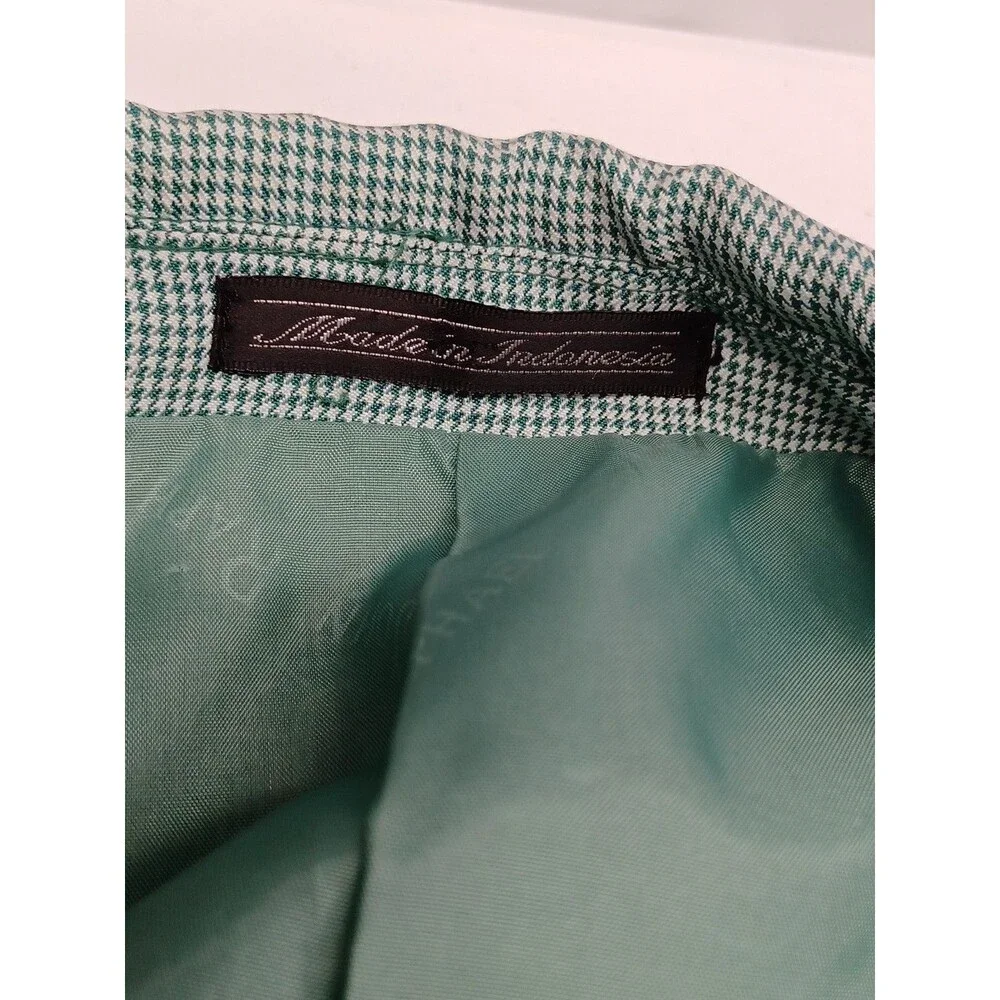 John Raphael Platinum Blazer Mens Green Houndstooth Sport Coat Sz 46R